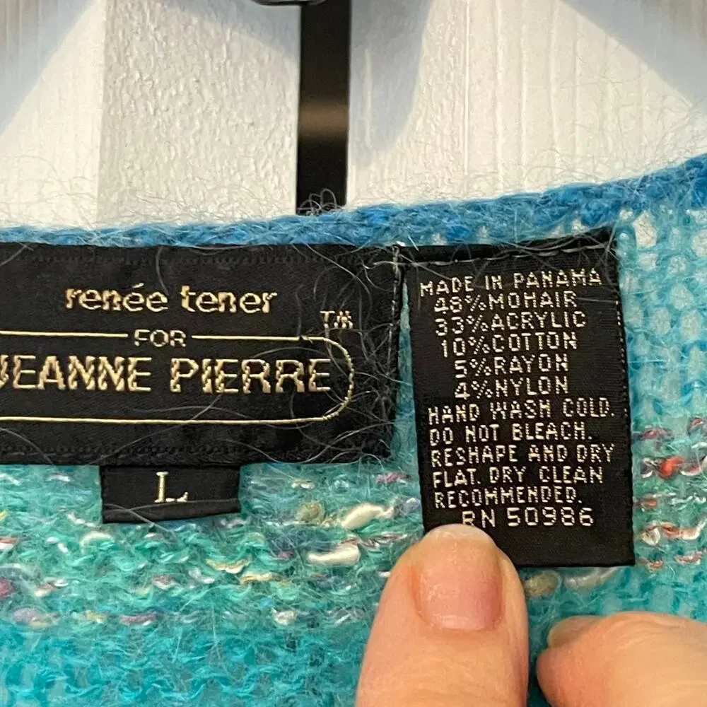 Jeanne Pierre Mohair Blue Stripe Vest Size Large